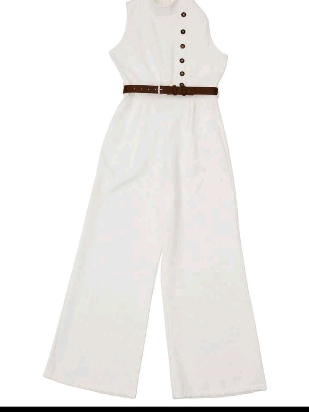 Women's Elegant Solid Color Stand Collar Sleeveless Jumpsuit - Picture 3 of 6